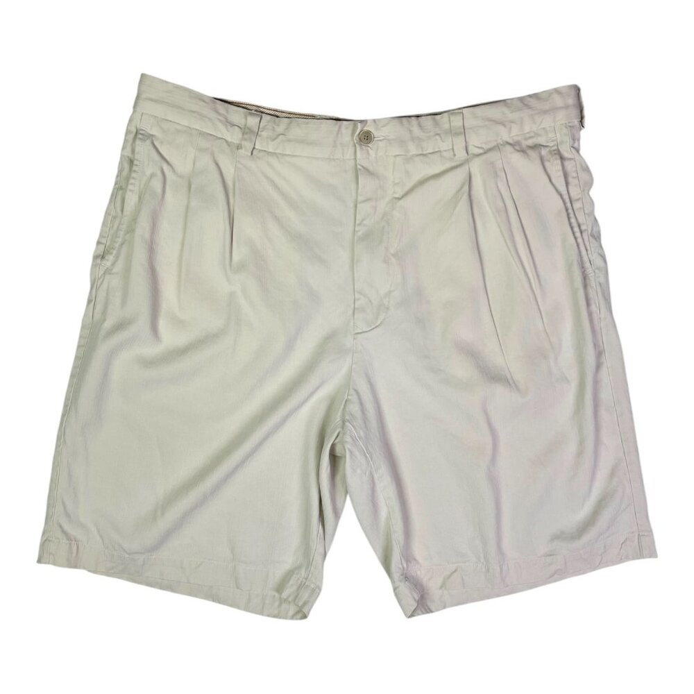 Tommy Bahama Size 36 Cream Pleat-Front Silk Blend Shorts *Wear